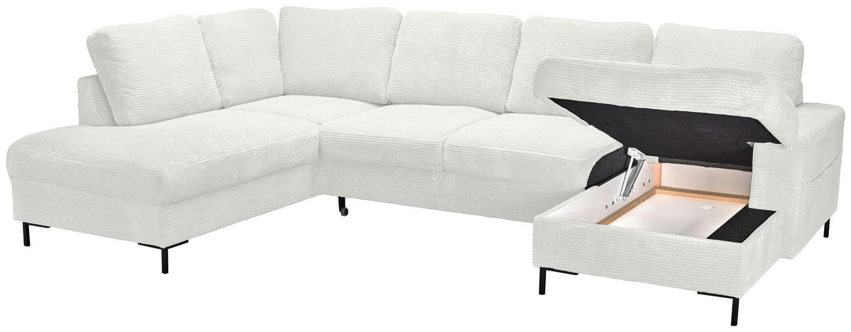 WOHNLANDSCHAFT Creme Cord  - Creme/Schwarz, KONVENTIONELL, Textil/Metall (197/303/148cm) - Carryhome