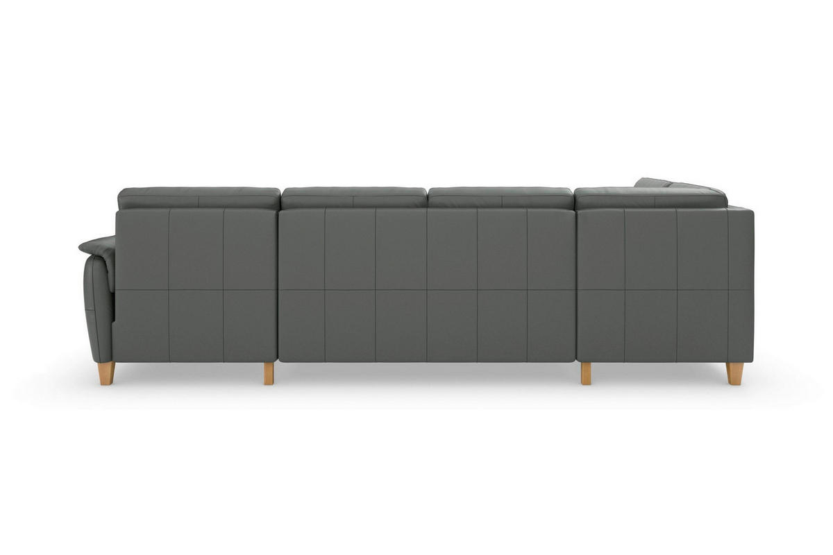 WOHNLANDSCHAFT PALMERA E in Echtleder Anthrazit  - Eichefarben/Anthrazit, Basics, Leder/Holz (212/308/163cm) - Sit & More