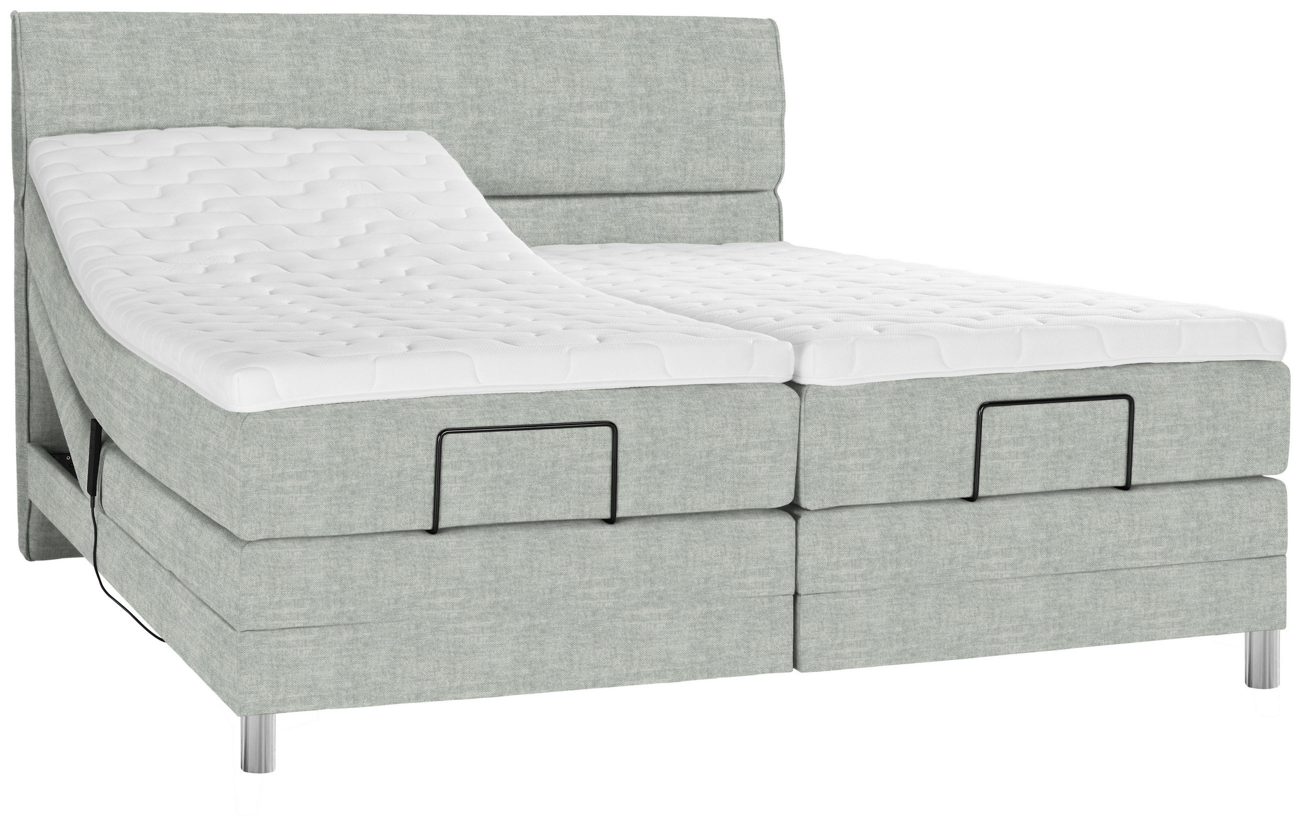 BOXSPRINGBETT 180/200 cm  in Hellgrau  - Chromfarben/Hellgrau, Konventionell, Kunststoff/Textil (180/200cm) - Voleo
