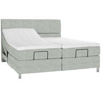 BOXSPRINGBETT 180/200 cm  in Hellgrau  - Chromfarben/Hellgrau, Konventionell, Kunststoff/Textil (180/200cm) - Voleo