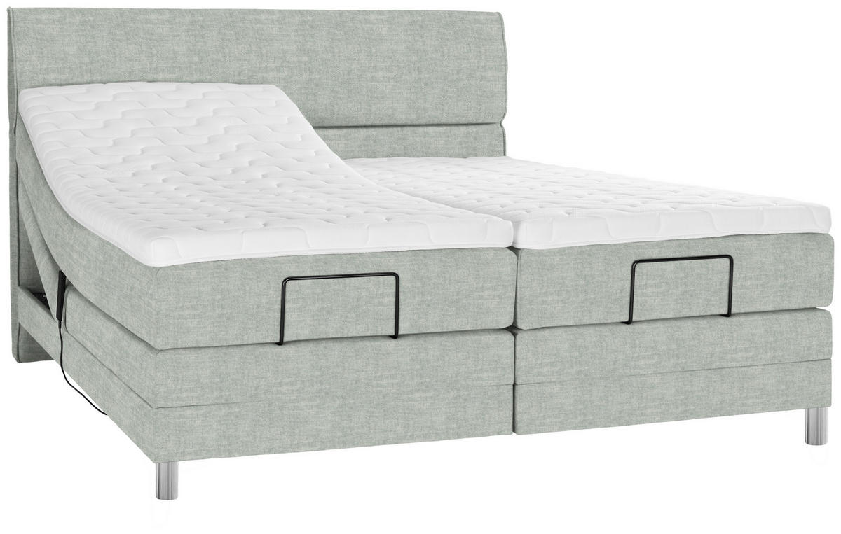BOXSPRINGBETT 180/200 cm  in Hellgrau  - Chromfarben/Hellgrau, Konventionell, Kunststoff/Textil (180/200cm) - Voleo