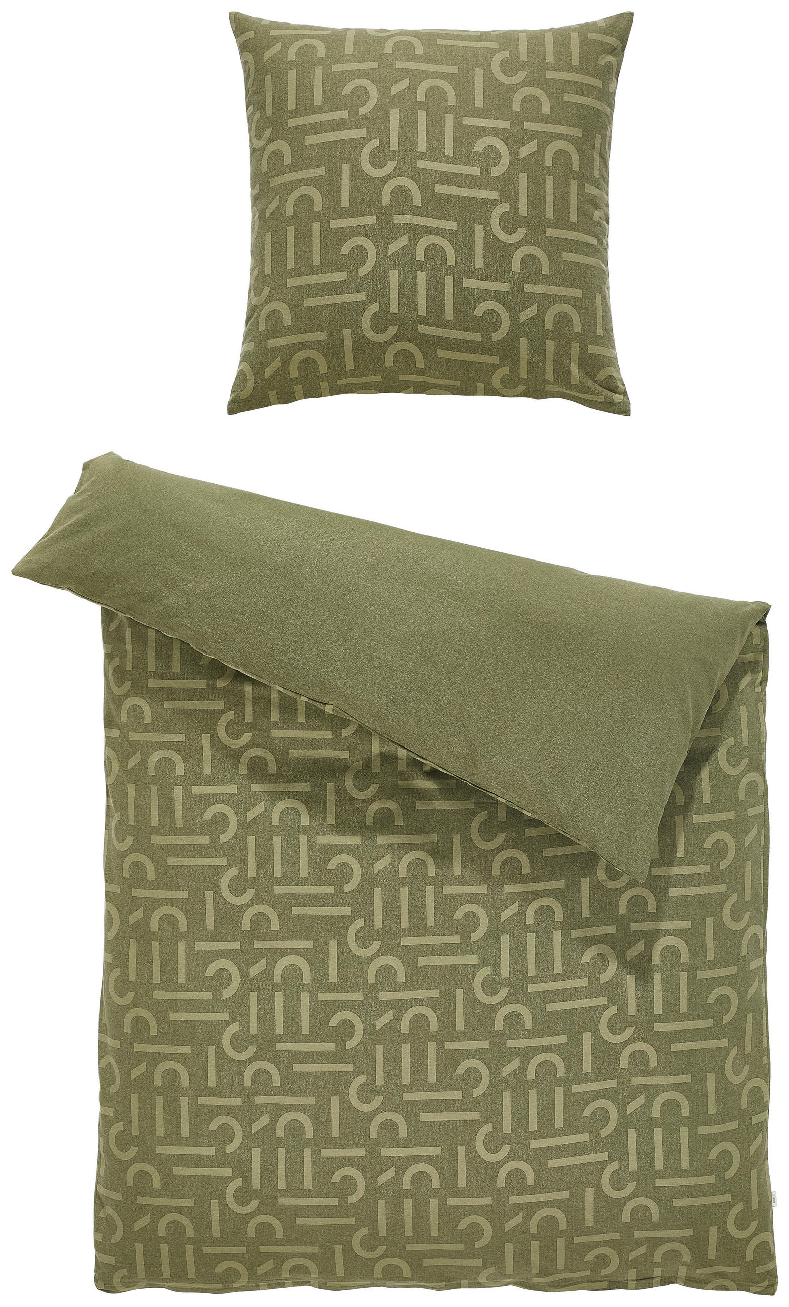 WENDEBETTWÄSCHE 2-teilig E-SCATTERBIG Flanell 135/200 cm  - Olivgrün, Basics, Textil (135/200cm) - Esprit