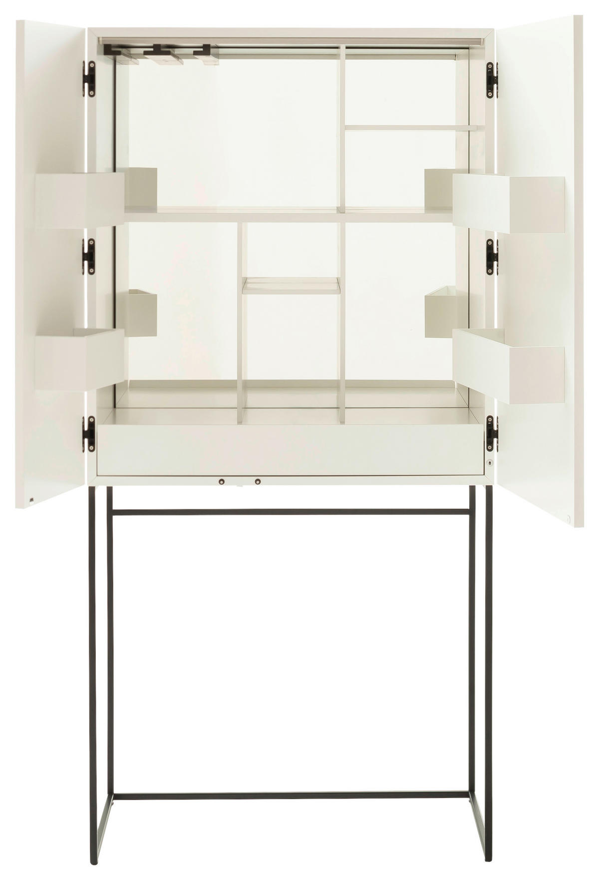 BARSCHRANK Weiss  80/165/45 cm  - Weiss/Schwarz, Design, Holzwerkstoff/Metall (80/165/45cm) - Schöner Wohnen