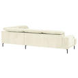 ECKSOFA Creme Chenille Kopfteilverstellung, Sitztiefenverstellung  - Creme/Schwarz, Design, Textil/Metall (307/243cm) - Xora