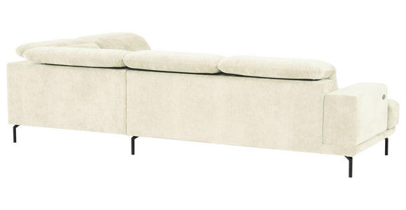 ECKSOFA Creme Chenille Kopfteilverstellung, Sitztiefenverstellung  - Creme/Schwarz, Design, Textil/Metall (307/243cm) - Xora