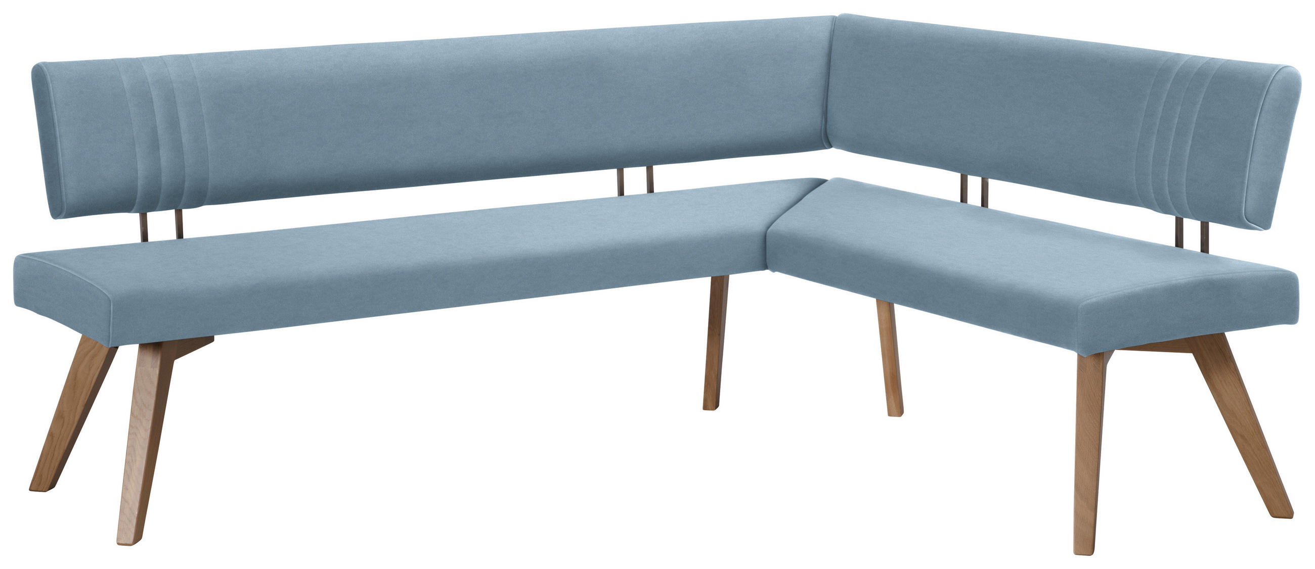 ECKBANK in Holz, Textil Hellblau, Wildeiche - Wildeiche/Eichefarben, Design, Holz/Textil (180/170cm) - Venda