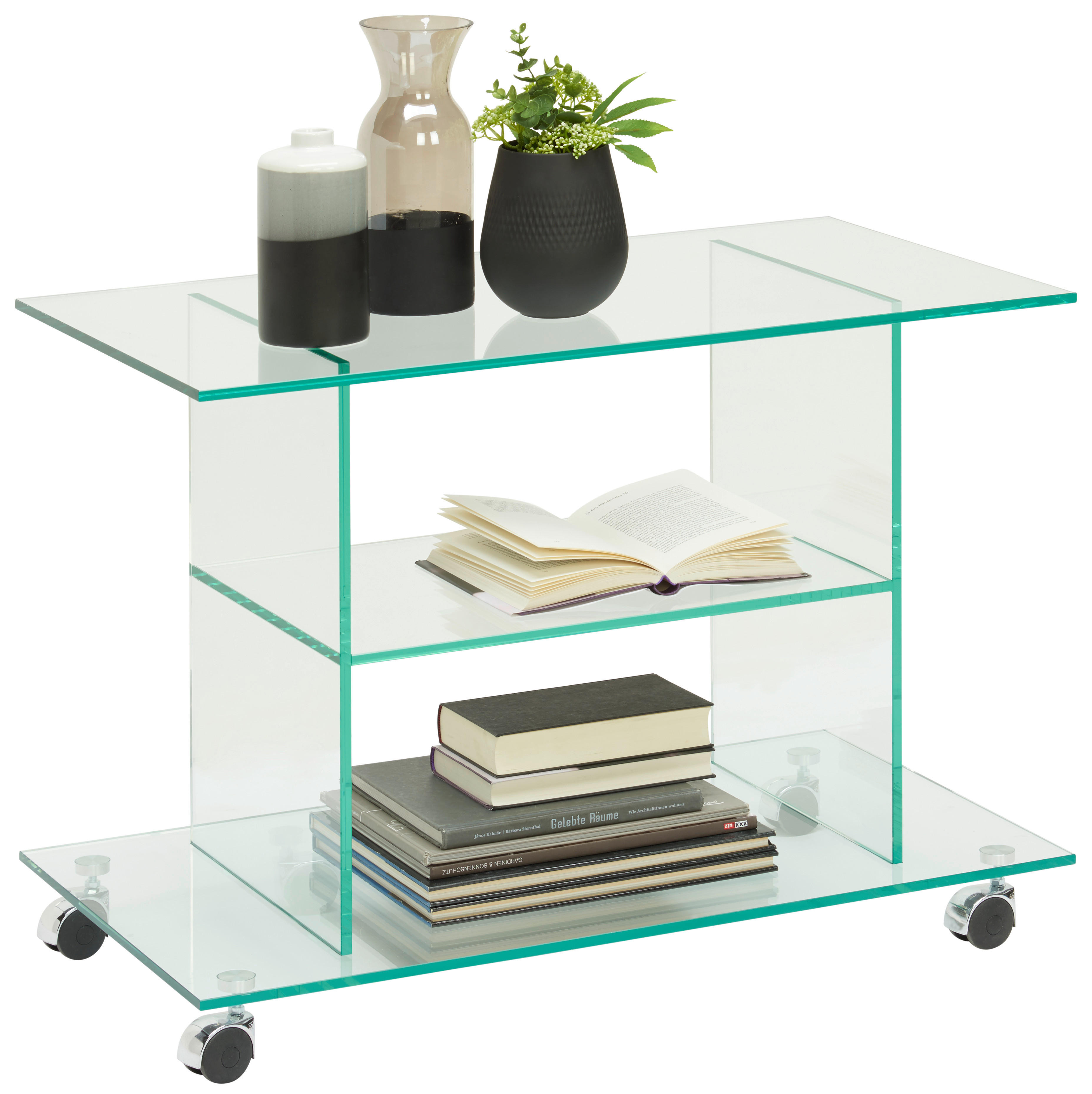 TV-RACK Glas Klar  - Chromfarben/Klar, Design, Glas (80/58/45cm) - Xora