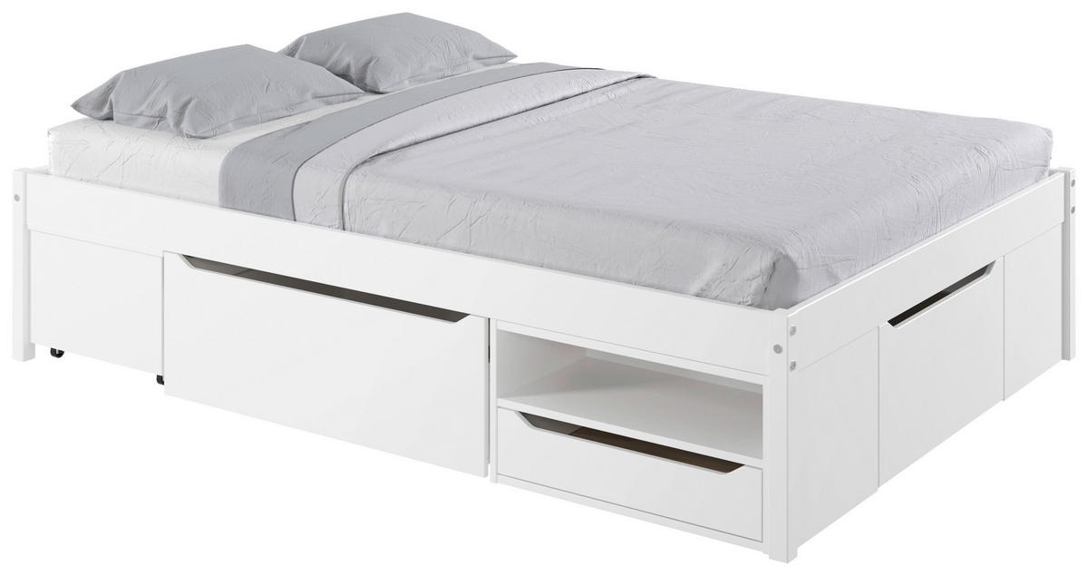 STAURAUMBETT 140/200 cm  in Weiß  - Naturfarben/Weiß, MODERN, Holz/Holzwerkstoff (140/200cm) - MID.YOU