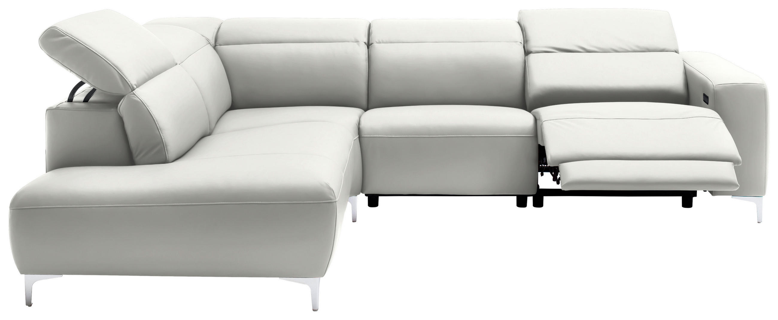 ECKSOFA in Echtleder Weiss  - Chromfarben/Weiss, Design, Leder/Metall (223/290cm) - Pure Home Lifestyle