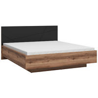POSTELJA 180 cm   x 200 cm  , leseni material črna, barve hrasta  - črna/barve hrasta, Moderno, leseni material (180/200cm) - MID.YOU