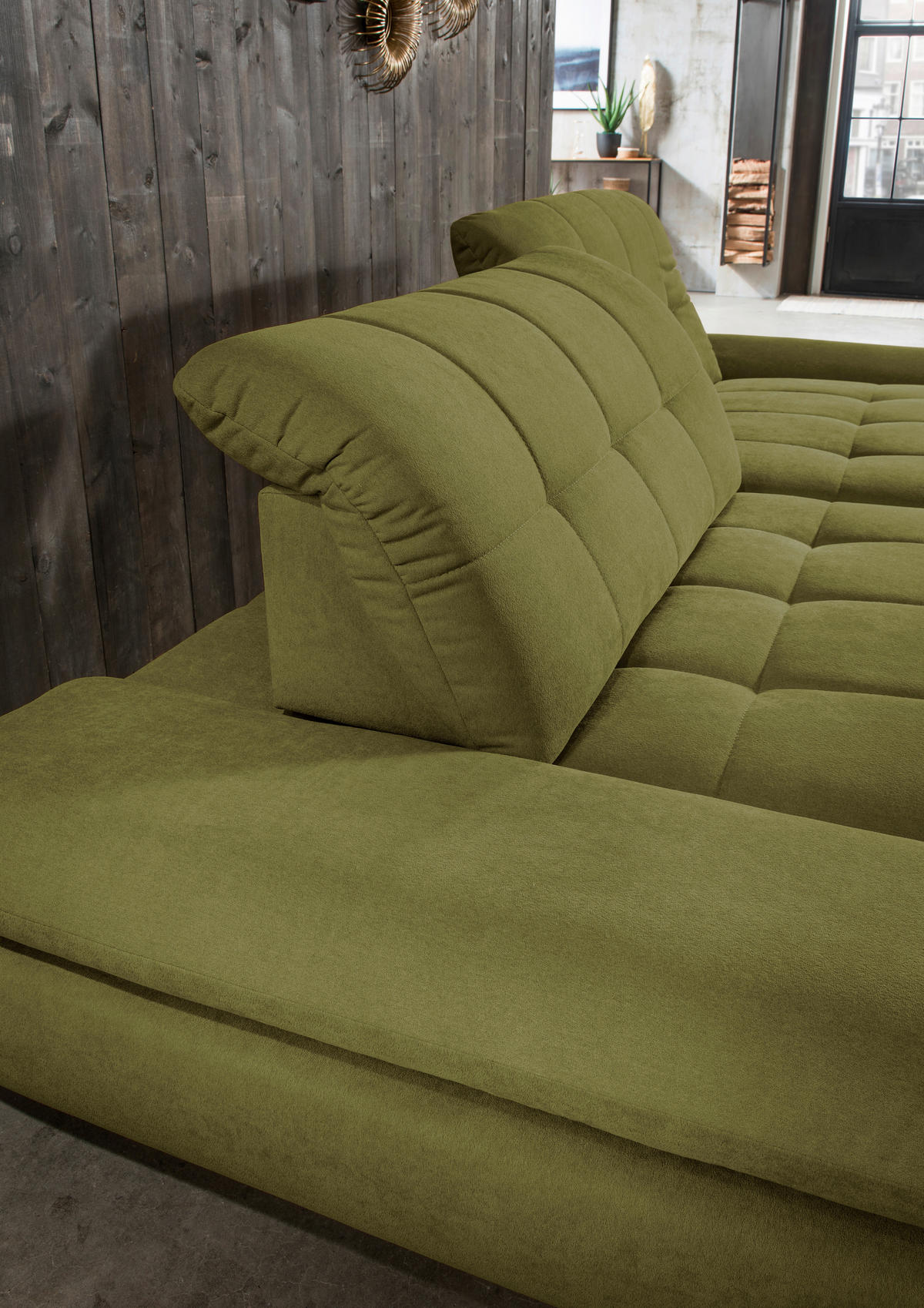 ECKSOFA in Mikrofaser Grün  - Schwarz/Grün, Design, Textil/Metall (290/198cm) - Xora