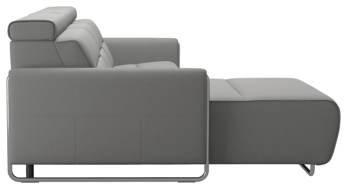 WOHNLANDSCHAFT Grau Echtleder  - Schwarz/Grau, Design, Leder/Metall (184/284cm) - Stressless