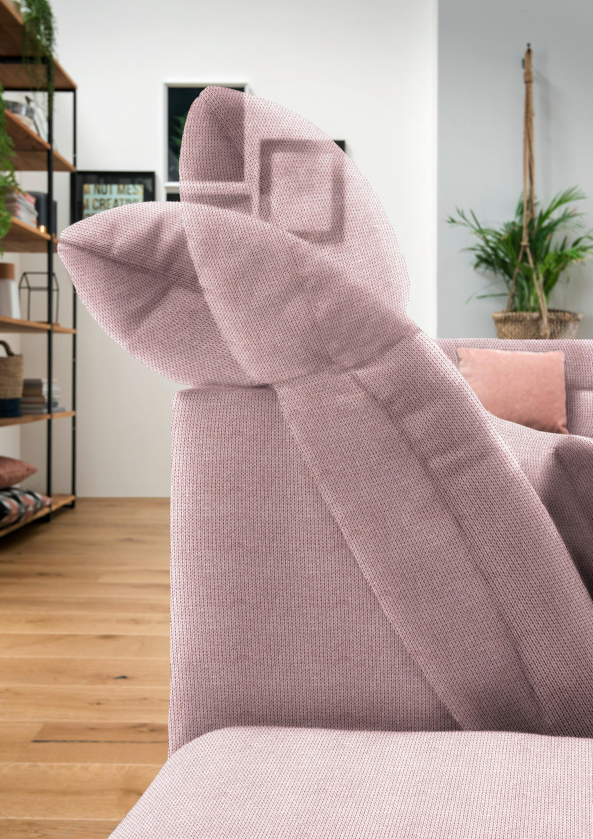 WOHNLANDSCHAFT in Mikrofaser Rosa  - Chromfarben/Rosa, Design, Kunststoff/Textil (204/350/211cm) - Xora