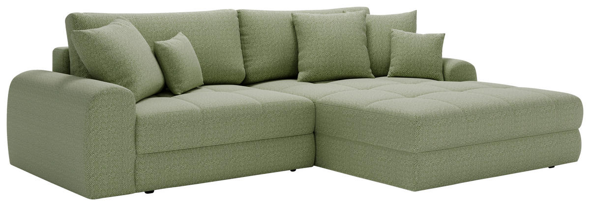 ECKSOFA LORSON Grün Struktur  - Schwarz/Grün, Design, Kunststoff/Textil (290/208cm) - Livetastic