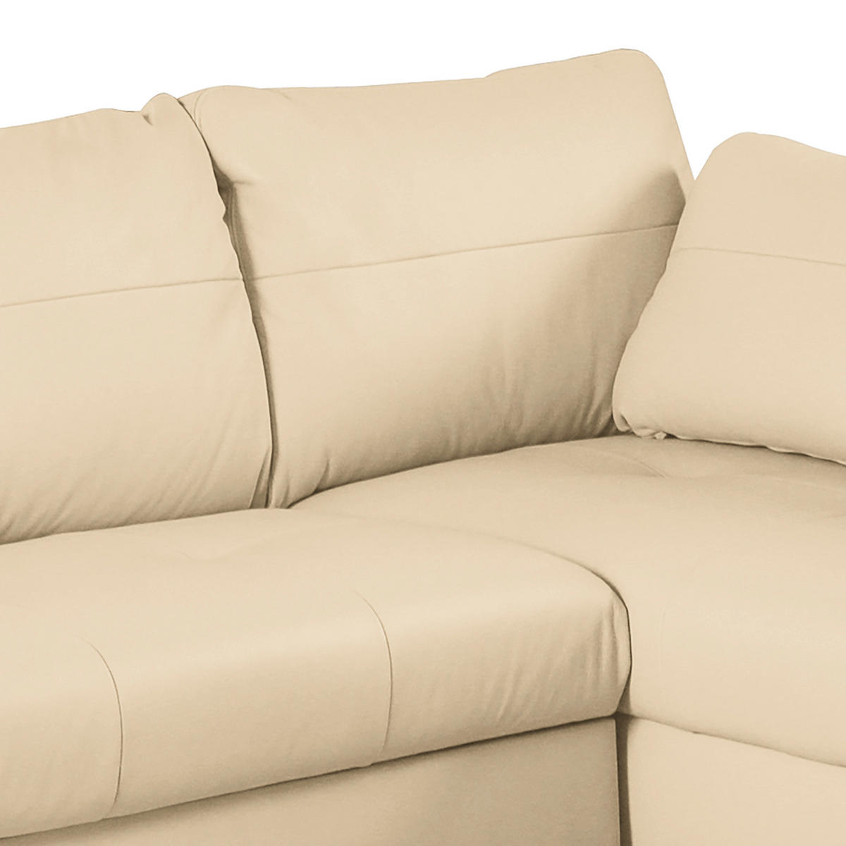 ECKSOFA Beige Echtleder Lederlook  - Beige/Buchefarben, Design, Leder/Holz (227/168cm) - Livetastic