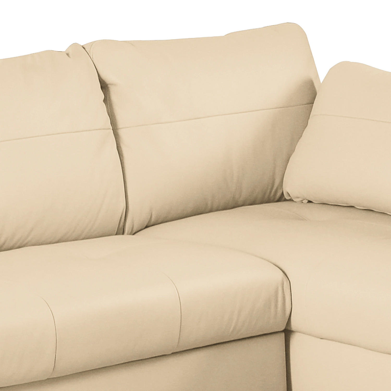 Thumbnail - Livetastic Ecksofa, Beige, Textil, Leder, Echtleder, Rindleder, Buche, 4-Sitzer, Füllung: Silikon, Ottomane links, L-For...