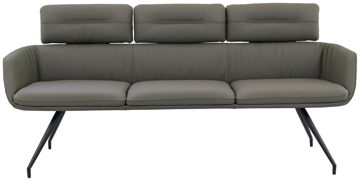 SITZBANK 200/91/70 cm Echtleder Dunkelgrau, Schwarz  - Dunkelgrau/Schwarz, Design, Leder/Metall (200/91/70cm) - Dieter Knoll