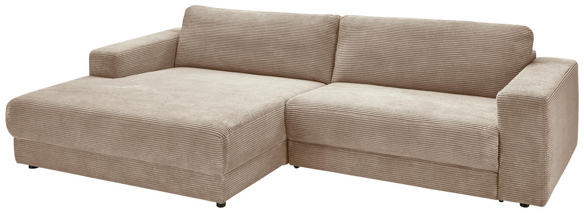 ECKSOFA in Cord Taupe  - Taupe/Schwarz, Design, Kunststoff/Textil (168/296cm) - Pure Home Lifestyle