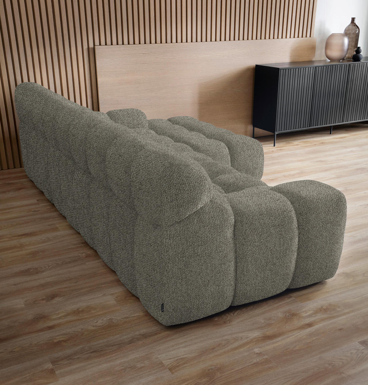ECKSOFA in Webstoff Graubraun  - Graubraun/Schwarz, Modern, Kunststoff/Textil (297/180cm) - Welnova
