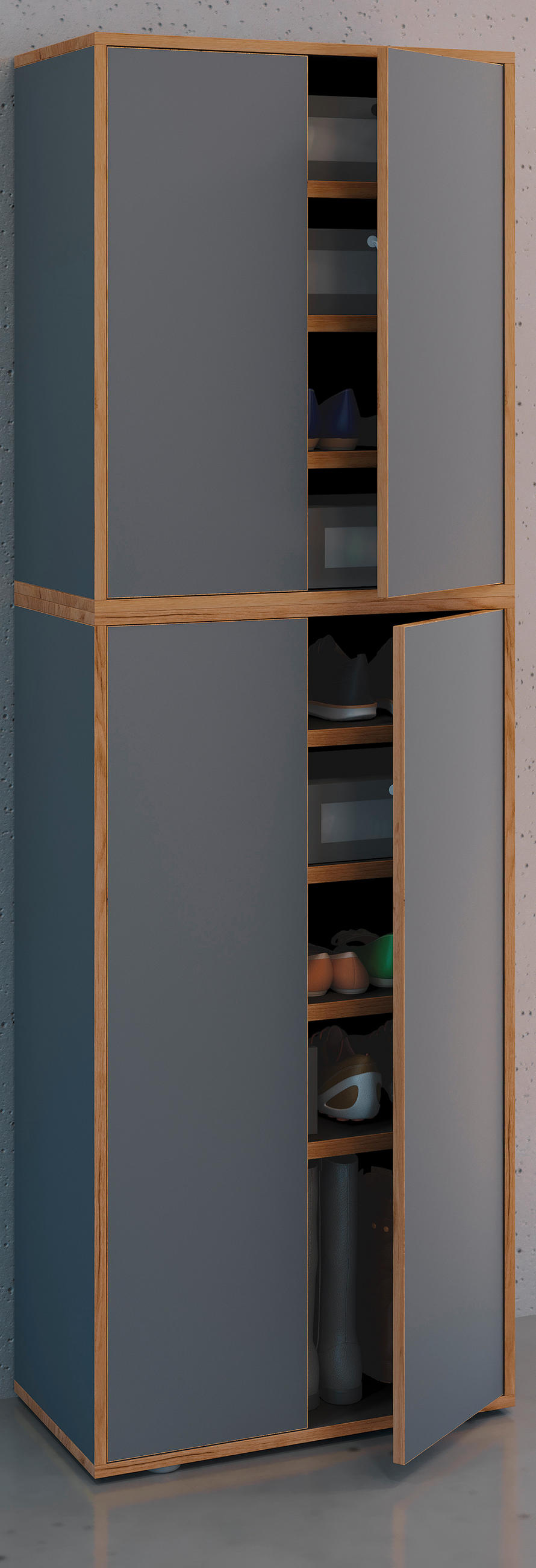 SCHUHSCHRANK Anthrazit, Honigeiche  - Honigeiche/Anthrazit, Design, Holzwerkstoff/Kunststoff (60/183/33cm) - MID.YOU