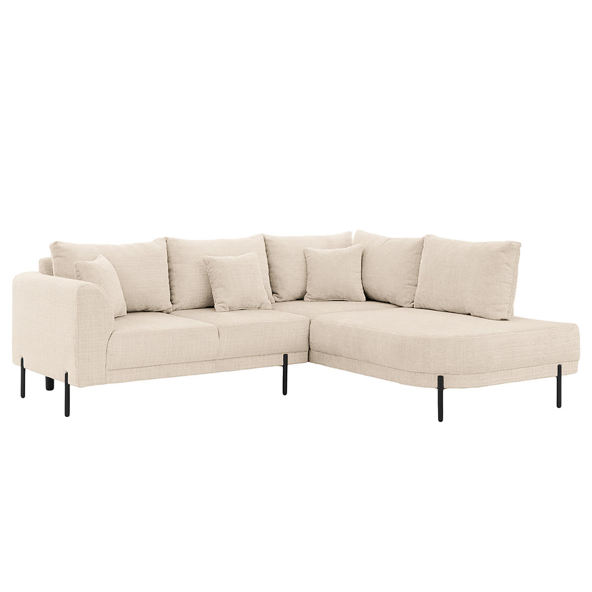 ECKSOFA Mauris in Chenille Creme Rückenkissen  233/200 cm  - Creme/Schwarz, Design, Kunststoff/Textil (233/200cm) - Livetastic