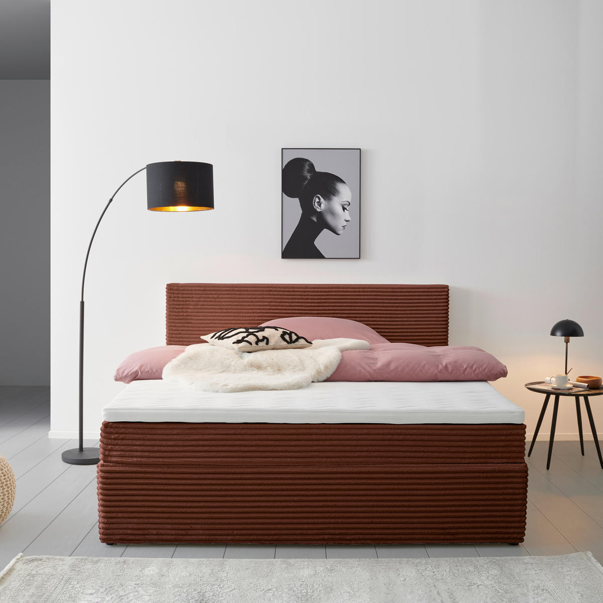 BOXBETT 180/200 cm  in Rostfarben  - Rostfarben/Schwarz, Basics, Holz/Kunststoff (180/200cm) - Livetastic