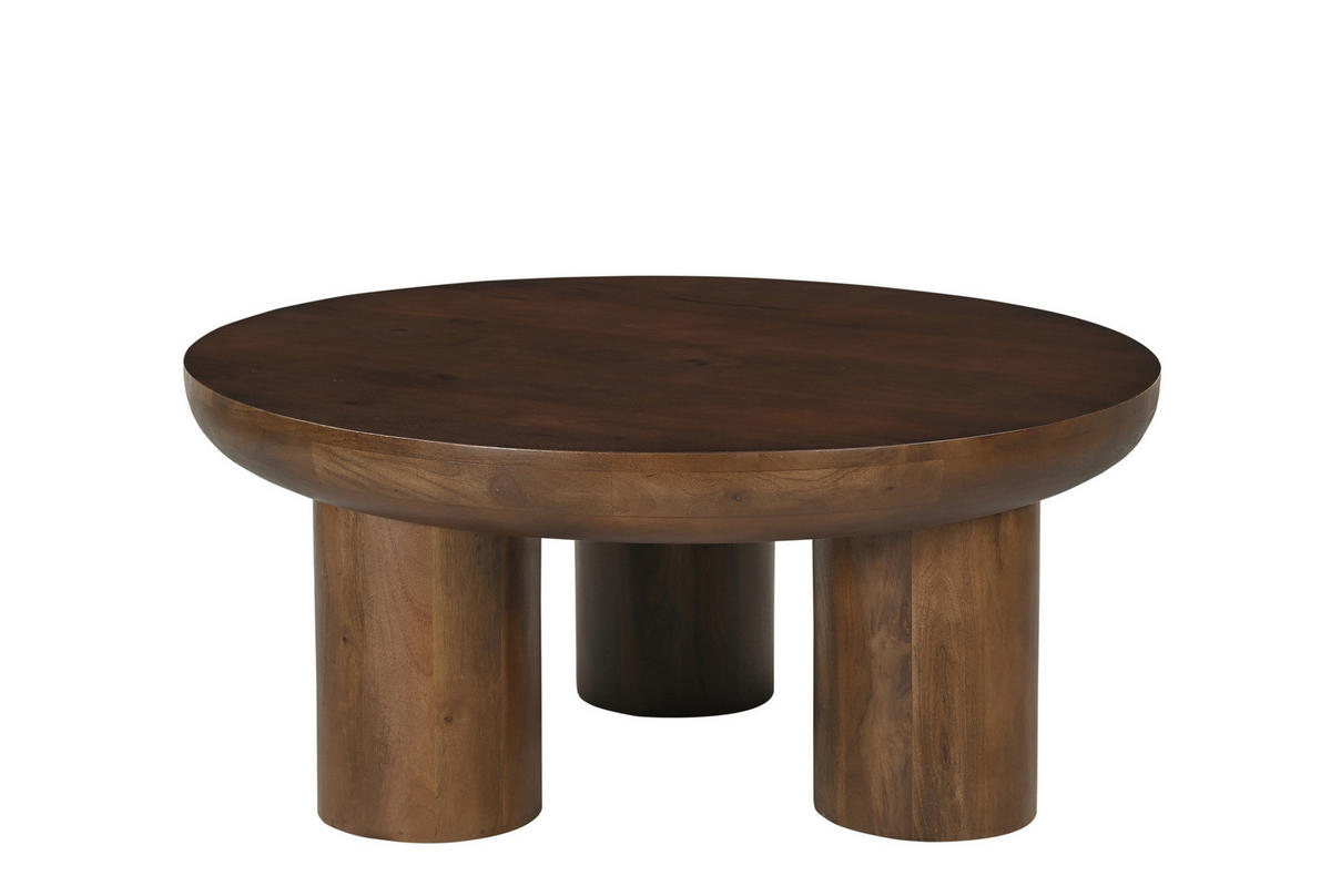 COUCHTISCH Mangoholz massiv 90/90/40 cm rund Braun  - Braun, Design, Holz (90/90/40cm) - MID.YOU