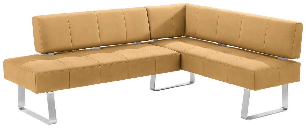 ECKBANK 227/165 cm Mikrofaser Gelb, Edelstahlfarben Metall   - Edelstahlfarben/Gelb, Design, Textil/Metall (227/165cm) - Moderano