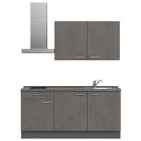 KÜCHENBLOCK 180 cm   in Schieferfarben  - Schieferfarben/Edelstahlfarben, MODERN, Holzwerkstoff/Metall (180cm) - Nobilia