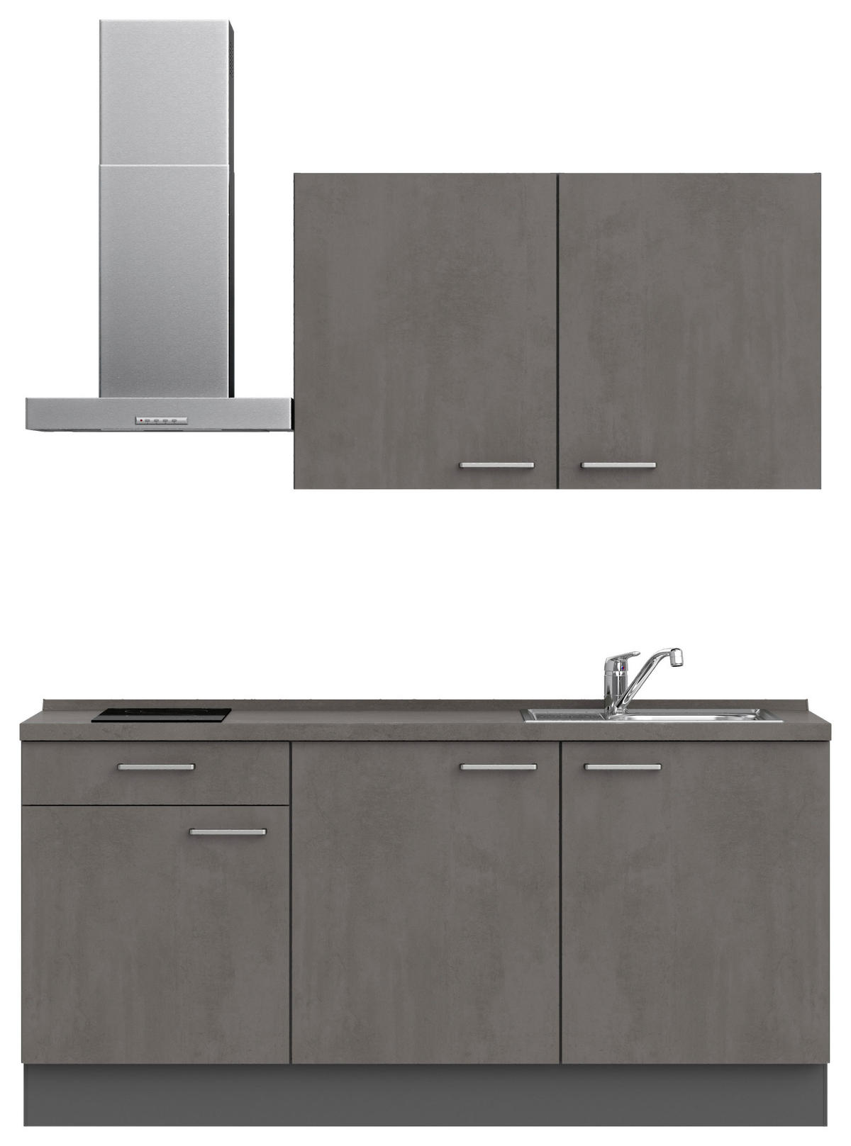 KÜCHENBLOCK 180 cm   in Schieferfarben  - Schieferfarben/Edelstahlfarben, MODERN, Holzwerkstoff/Metall (180cm) - Nobilia