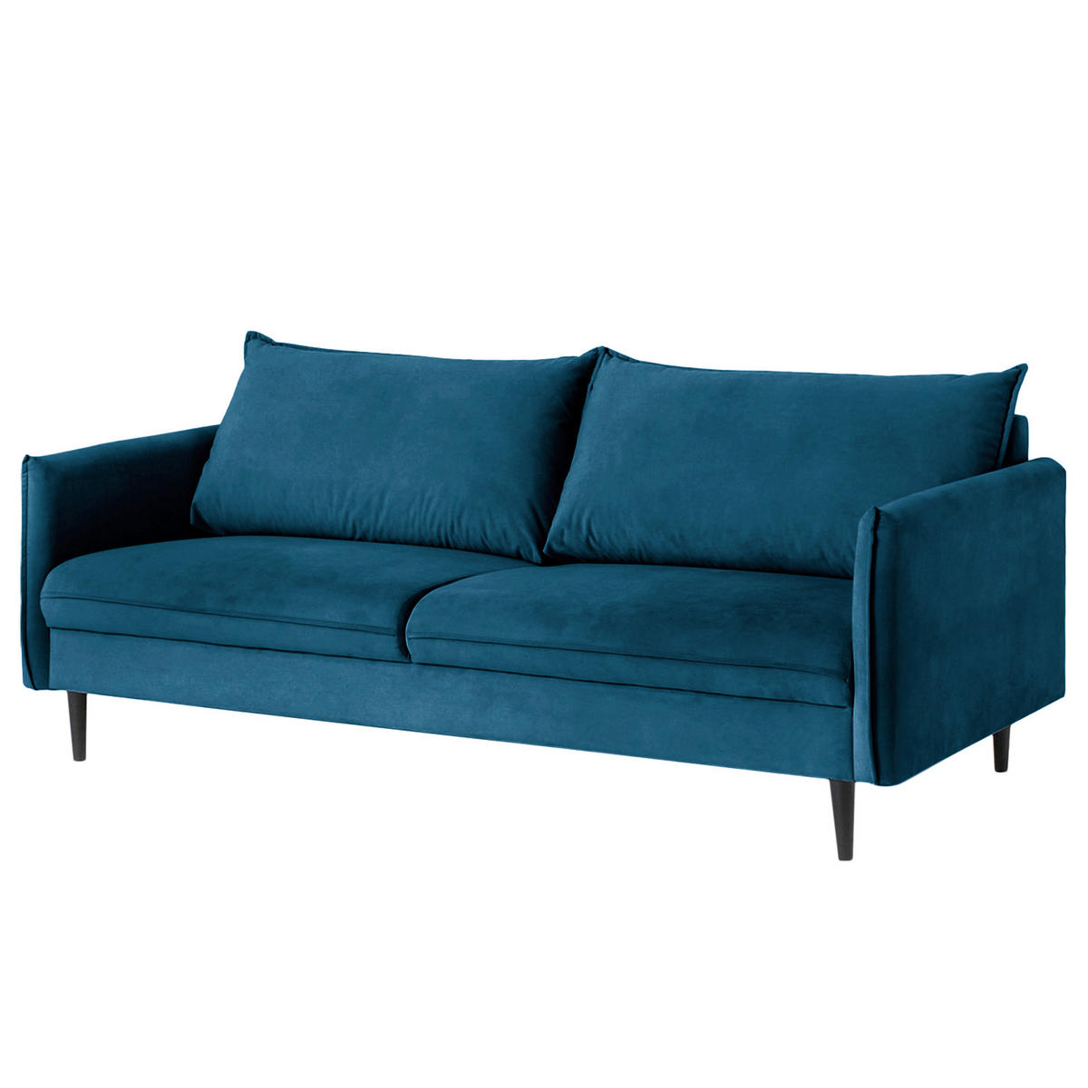 3-SITZER-SOFA JULI Samt Blau  - Blau/Schwarz, Design, Holz/Textil (203/86/100cm) - P & B