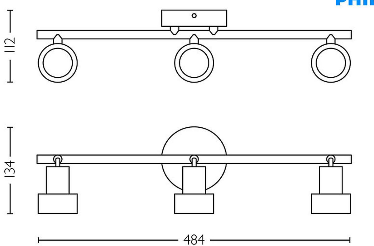 LED REFLEKTOR  - zlatne boje/crna, Basics, metal (48/13/11cm) - Philips