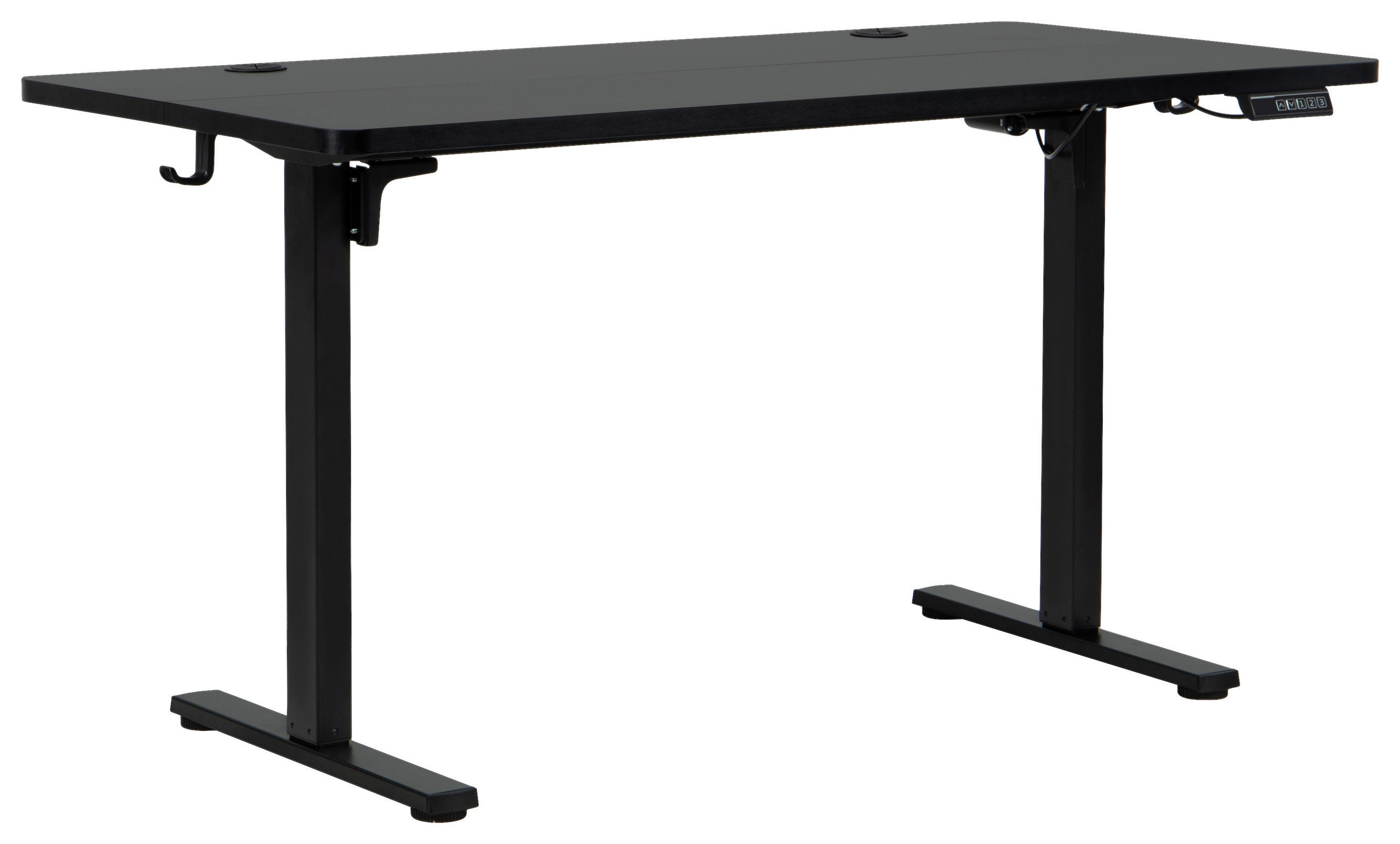 SCHREIBTISCH 140/70/72/118 cm Schwarz elektrisch höhenverstellbar  - Schwarz, MODERN, Holzwerkstoff/Metall (140/70/72/118cm) - Livetastic