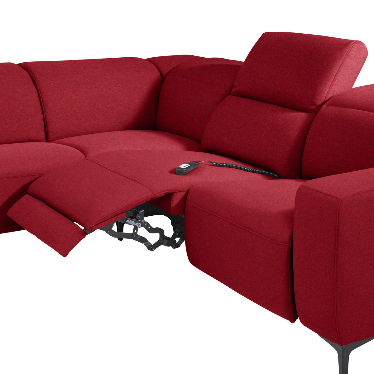 ECKSOFA Rot Flachgewebe  - Rot/Schwarz, Design, Textil/Metall (238/290cm) - Pure Home Lifestyle