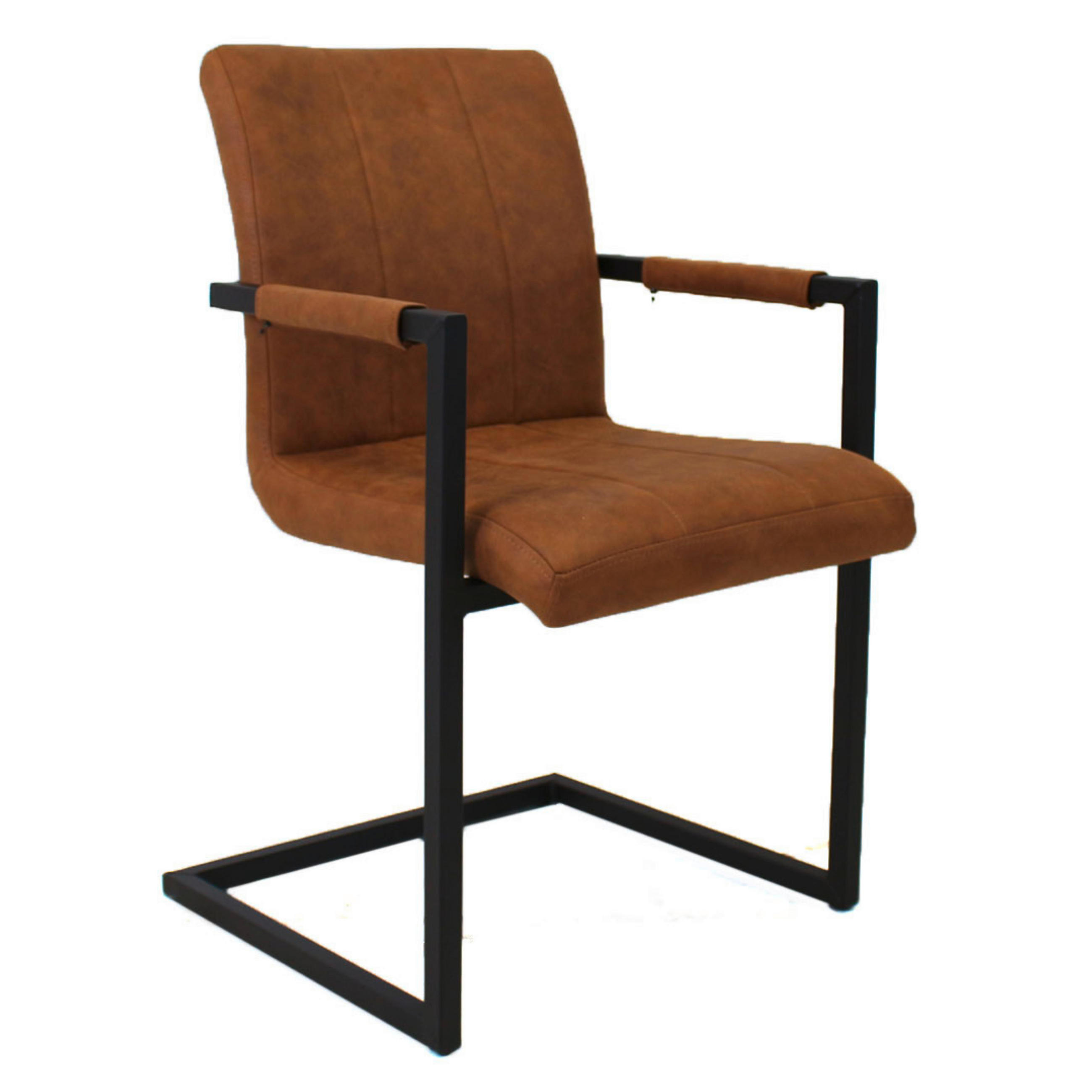 SADA STOL. S PRUŽ. PODNOŽÍM, mikrovlákno, hnedá - hnedá/čierna, Modern, kov/textil (54/85/61cm) - MID.YOU