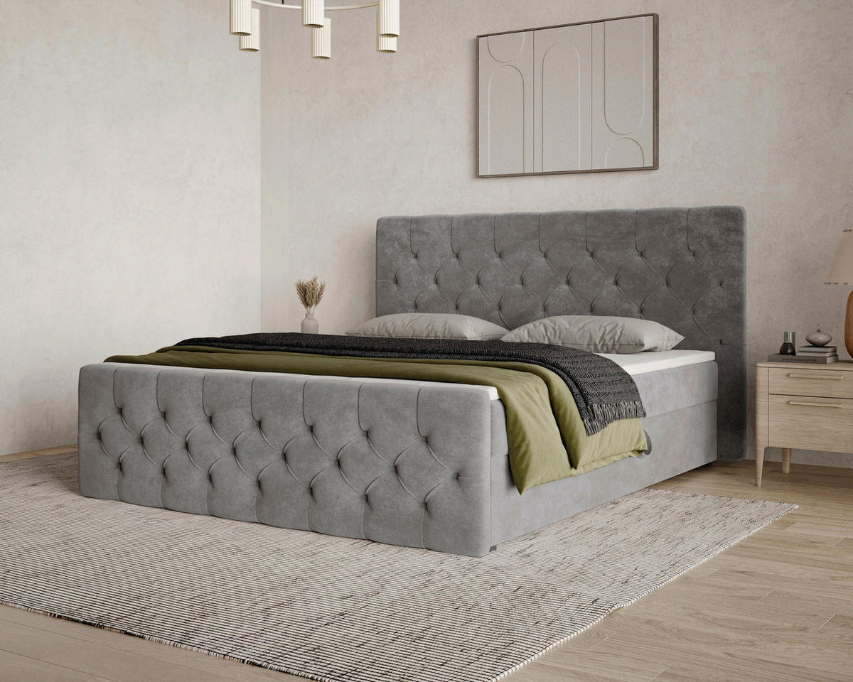BOXBETT 140/200 cm  in Anthrazit  - Anthrazit/Schwarz, MODERN, Holz/Kunststoff (140/200cm) - MID.YOU