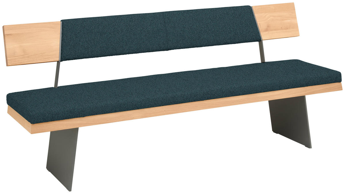 SITZBANK 207/90/58 cm  in Schwarz, Petrol, Wildeiche  - Wildeiche/Petrol, Natur, Holz/Textil (207/90/58cm) - Voglauer
