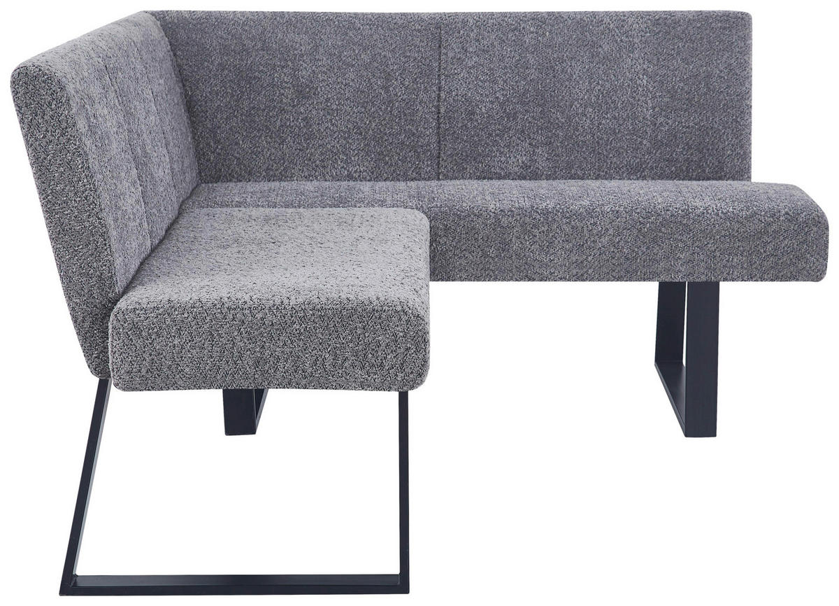 ECKBANK 160/130 cm Leinenoptik Grau   - Schwarz/Grau, KONVENTIONELL, Textil/Metall (160/130cm) - MID.YOU