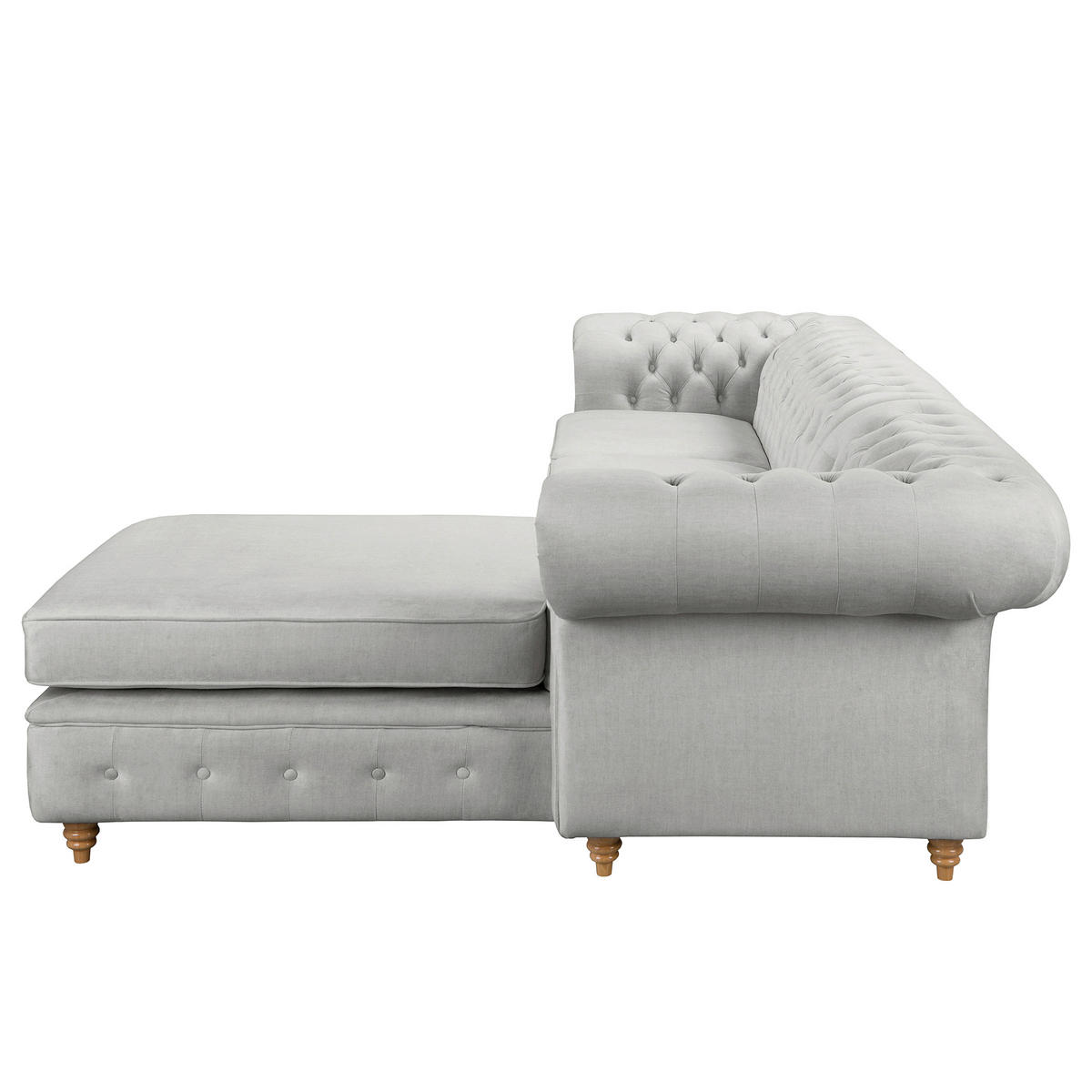 ECKSOFA Mikrofaser Hellgrau  - Hellgrau/Braun, Design, Holz/Textil (284/182cm) - P & B