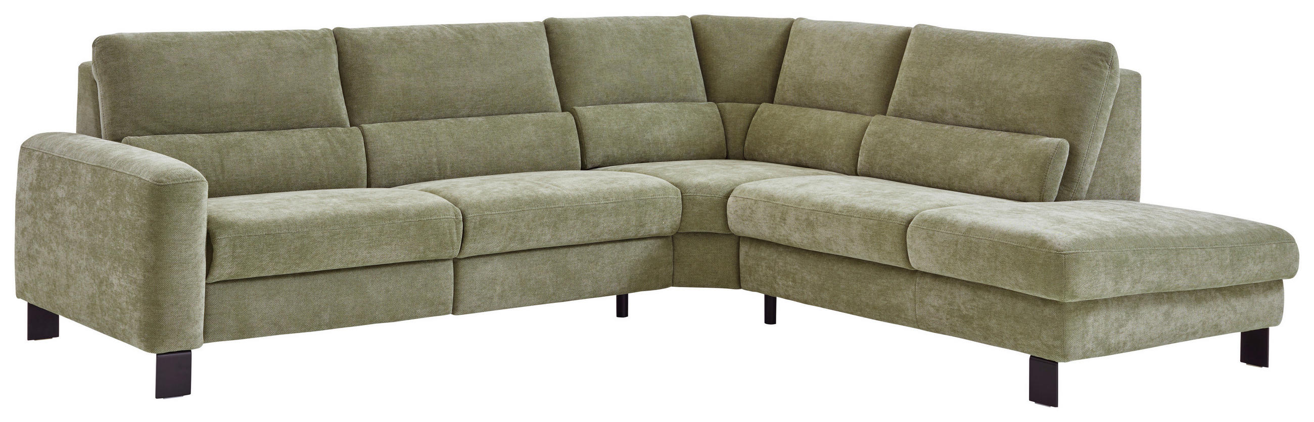 ECKSOFA Olivgrün Chenille  - Schwarz/Olivgrün, Design, Textil/Metall (285/248cm) - Beldomo Comfort