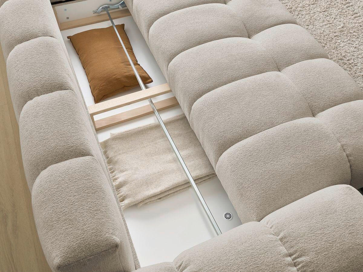 SCHLAFSOFA EVEREST  mit Armteil links, Armteil rechts Flachgewebe Taupe  - Taupe/Schwarz, MODERN, Kunststoff/Textil (278/115/90cm) - Livetastic