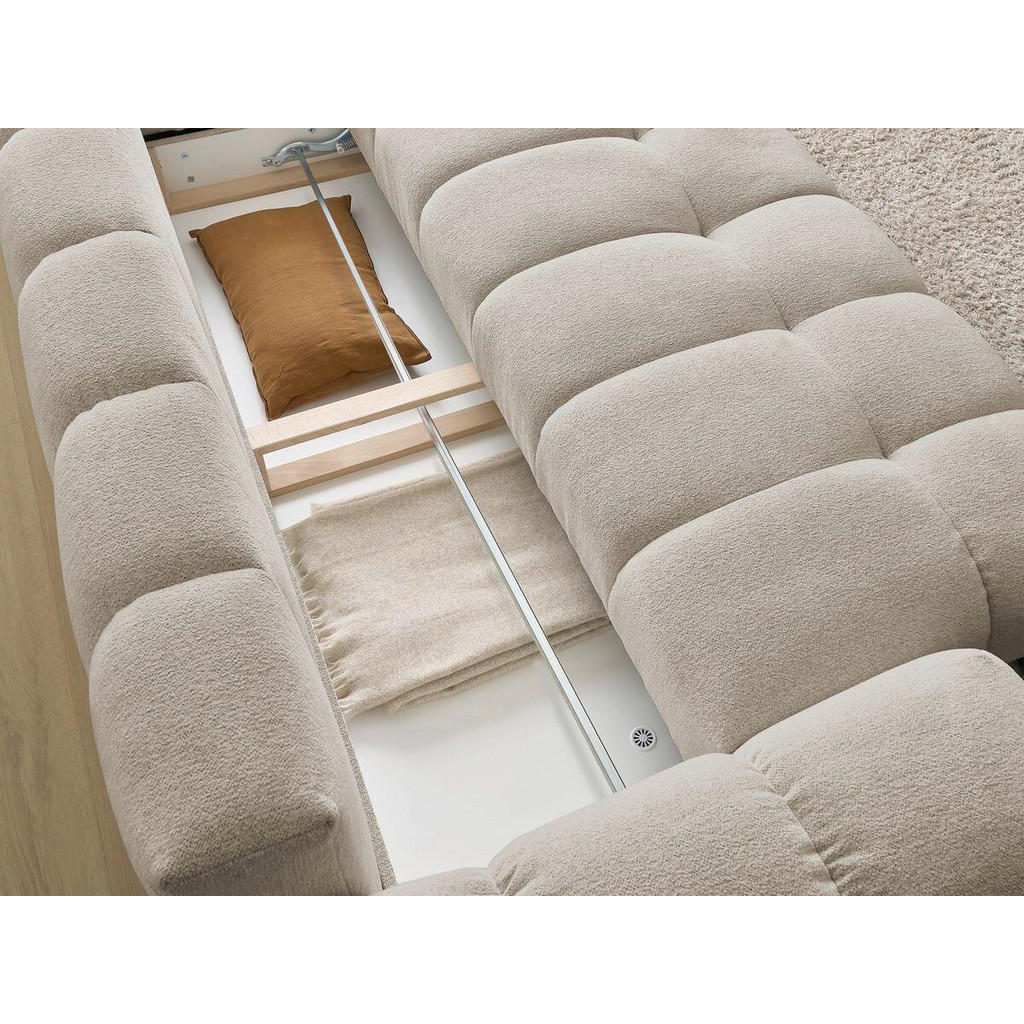 Thumbnail - Schlafsofa Everest, Taupe, Textil, Buche, Kiefer, 3-Sitzer, Füllung: Komfortschaum, 278x115x90 cm, Armteil links, rechts...