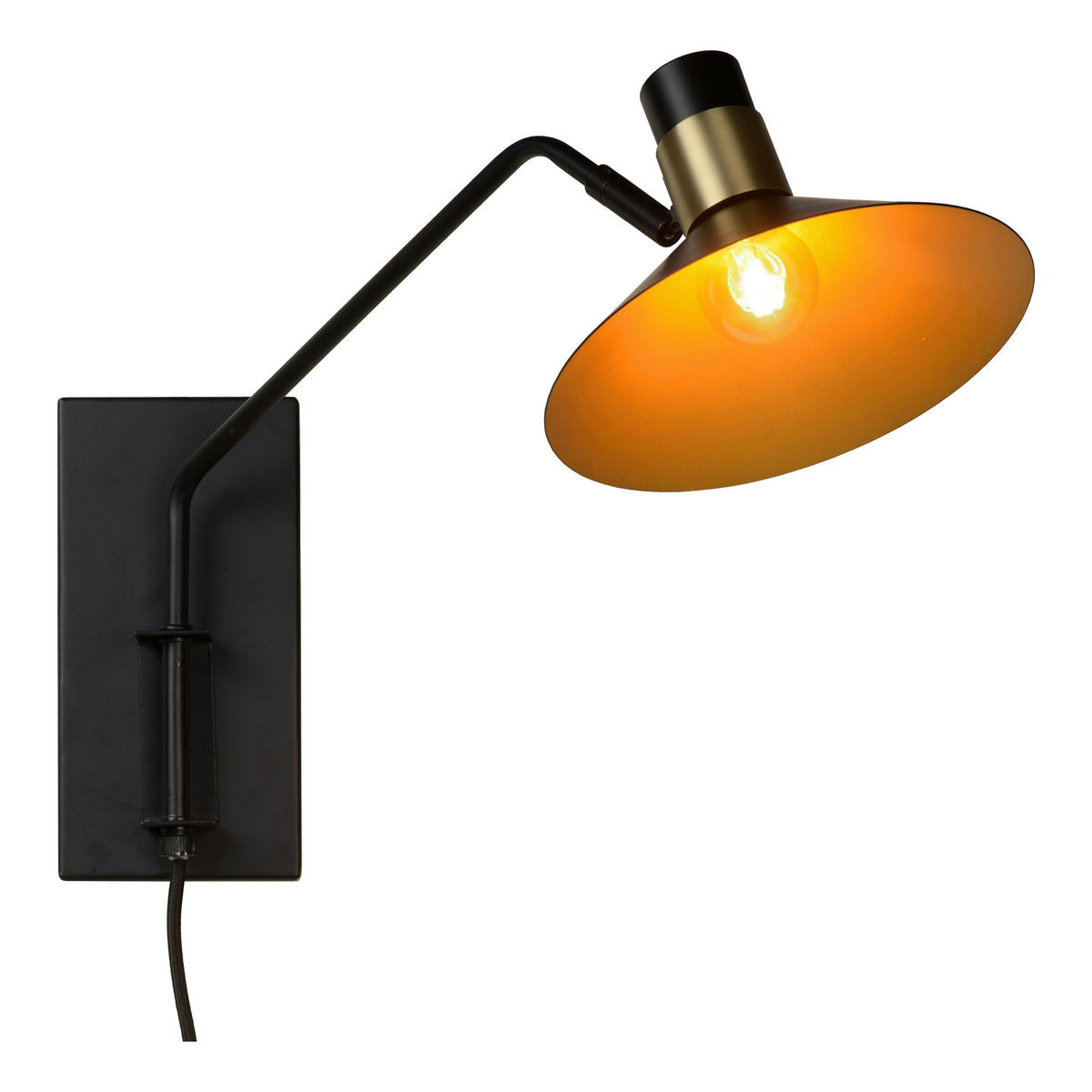WANDLEUCHTE Pepijn 18.5/47/30 cm   - Schwarz/Bronzefarben, Design, Metall (18.5/47/30cm) - Lucide