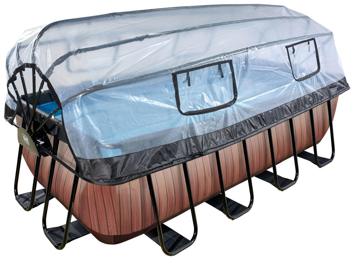 POOL-SET WOOD 400/200/122 cm  - Braun, KONVENTIONELL, Metall (400/200/122cm) - EXIT Toys