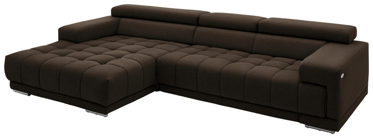 ECKSOFA Mikrofaser Braun  - Silberfarben/Braun, Design, Textil/Metall (190/335cm) - Beldomo Speed