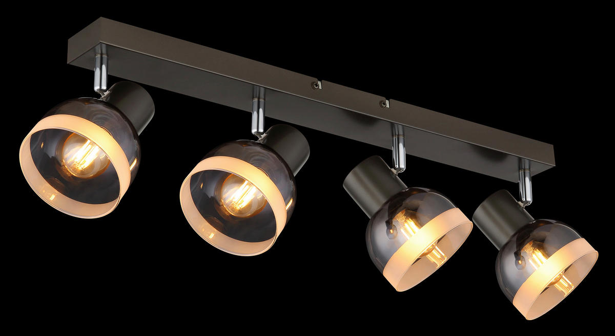 STRAHLER Kairo 56/10/14 cm  - Chromfarben/Schwarzchrom, Design, Glas/Metall (56/10/14cm) - Globo