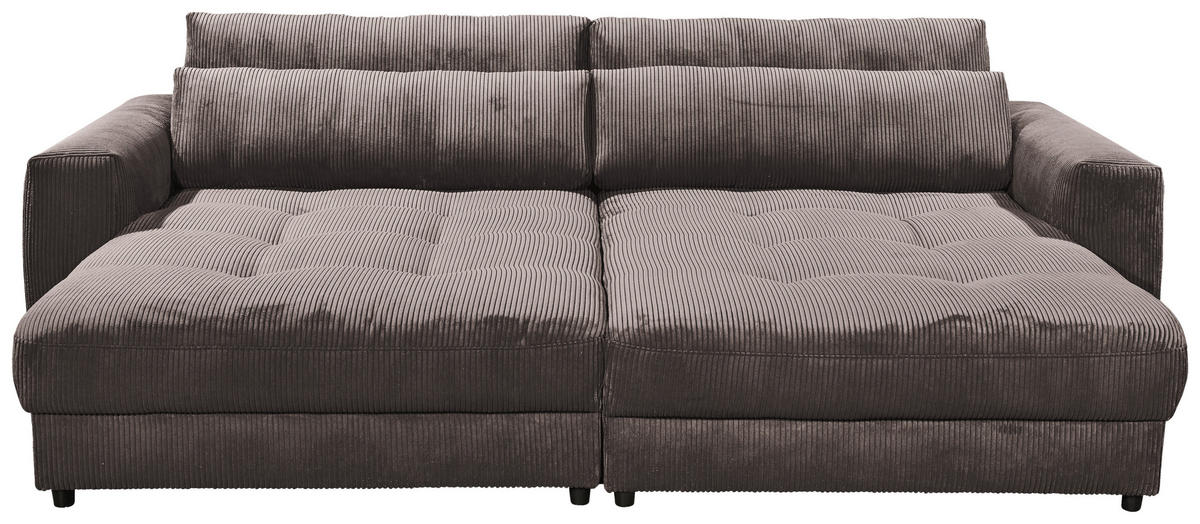 BIGSOFA in Cord Mokka  - Schwarz/Mokka, Konventionell, Holzwerkstoff/Kunststoff (292/90/194cm) - MID.YOU