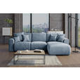 ECKSOFA  in Samt Blau  293/195 cm  - Chromfarben/Blau, KONVENTIONELL, Kunststoff/Textil (293/195cm) - Carryhome