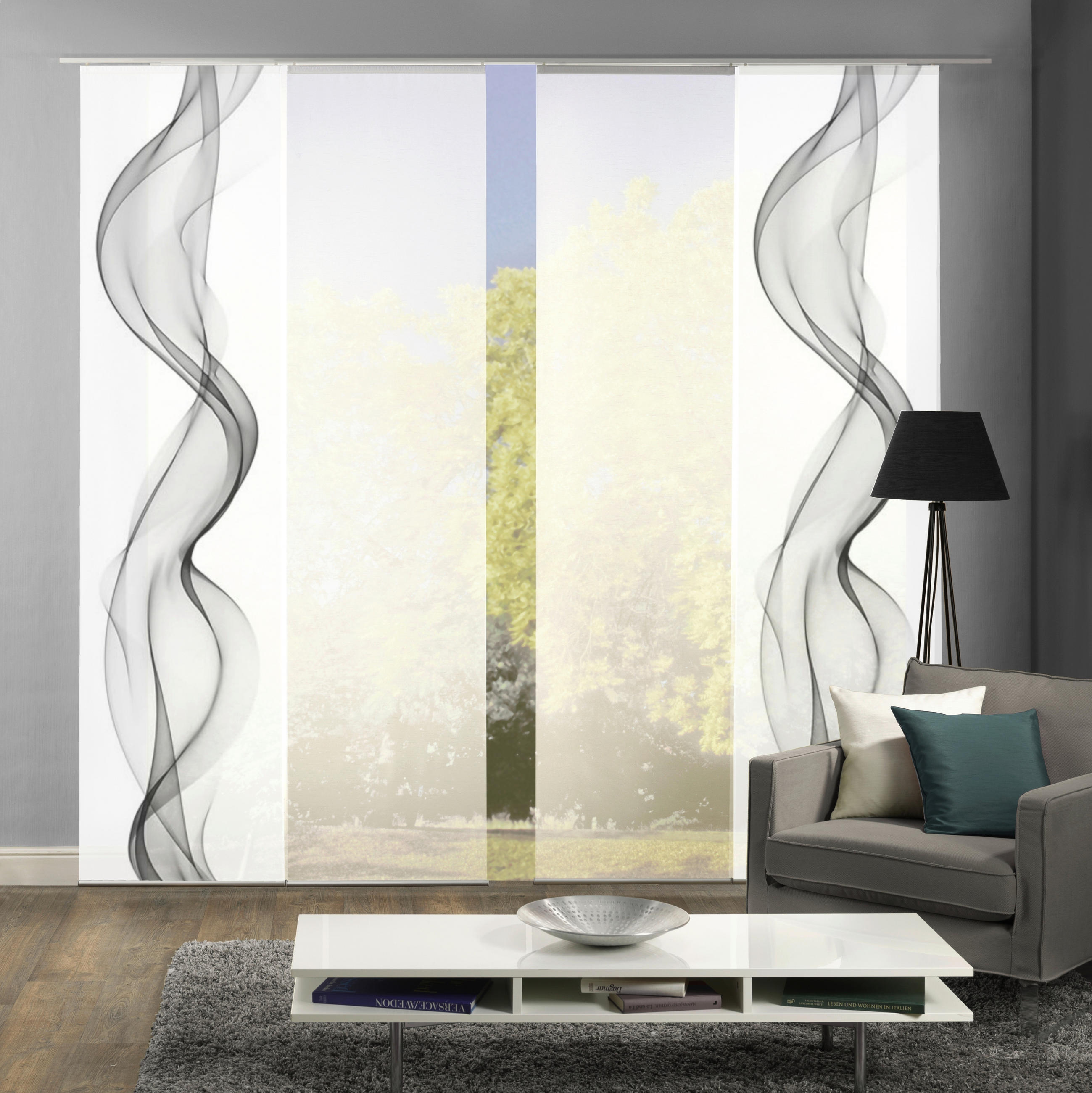 FLÄCHENVORHANG in Grau halbtransparent - Grau, Design, Textil (4x60/245cm)