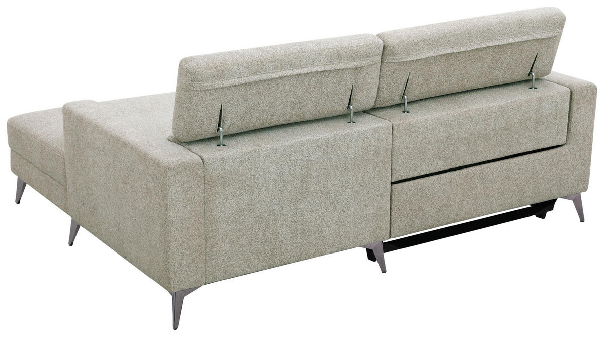ECKSOFA Beigebraun Chenille  - Chromfarben/Beigebraun, Design, Textil/Metall (218/173cm) - Carryhome